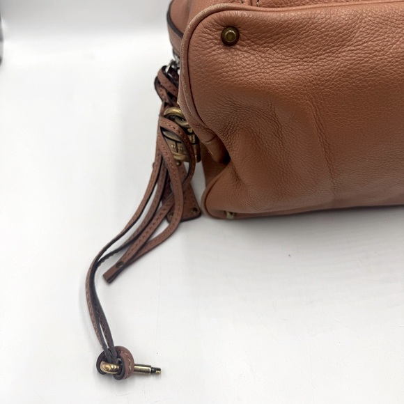 Auth Chloe Caramel Brown Leather Studded Auore Top Handle Duffel Tote Bag - Picture 10 of 16